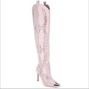 Gianni Bini Katyannatwo Sugar Rose Pink Rhinestone Crystal Boots